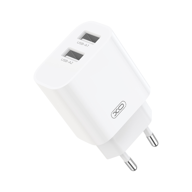 XO Design CE55-netlader, 12 W, 2,4 A, 2 x USB-A, wit