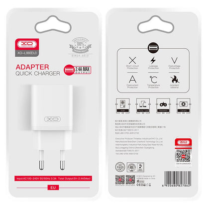Netwerkoplader XO Design L99, 12W, 2.4A, 1 x USB-A, Wit
