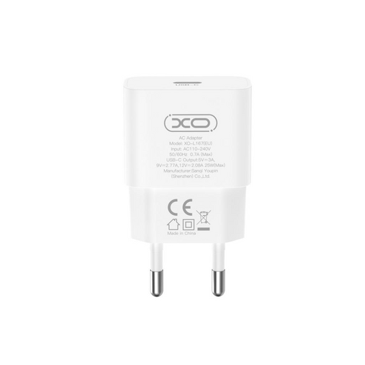 Netwerkoplader XO Design L167, 25W, 3A, 1 x USB-C, Wit