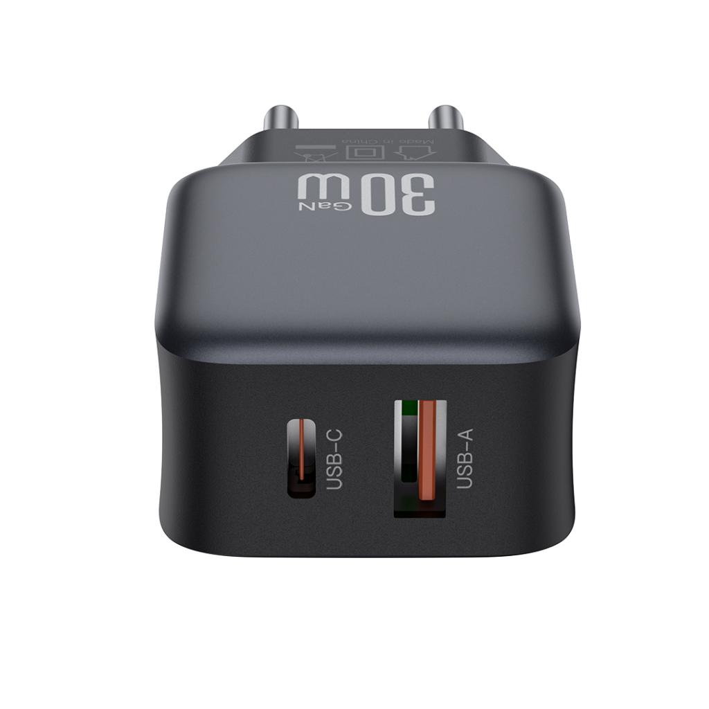 Netwerkoplader XO Design L156, 30W, 3A, 1 x USB-A - 1 x USB-C, Zwart