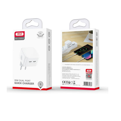 Netwerkoplader XO Design L102, 35W, 3A, 2 x USB-C, Wit