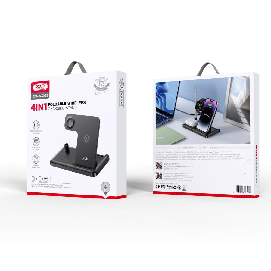 Draadloze Netwerkoplader XO Design WX033 4in1, 15W, 1.67A, Zwart