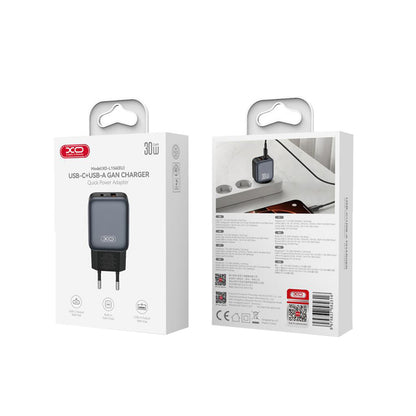 Netwerkoplader XO Design L156, 30W, 3A, 1 x USB-A - 1 x USB-C, Zwart