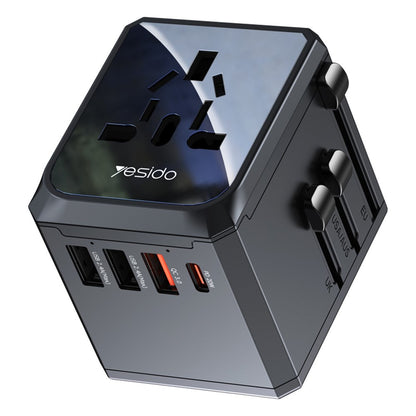 Netwerkoplader Yesido MC24 Travel, 20W, 3A, 3 x USB-A - 1 x USB-C, Zwart