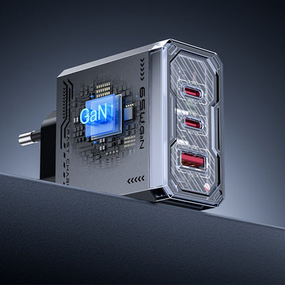 Netwerkoplader Yesido YC101, 65W, 3.25A, 1 x USB-A - 2 x USB-C, Zwart