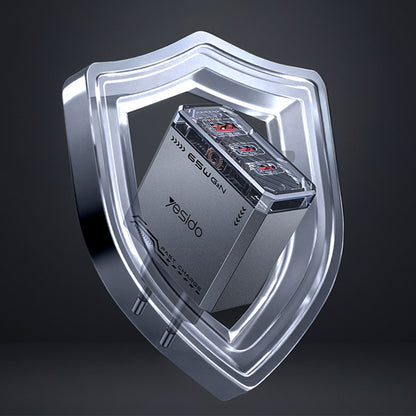 Netwerkoplader Yesido YC101, 65W, 3.25A, 1 x USB-A - 2 x USB-C, Zwart