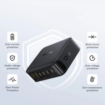 Baseus EnerFill FH21 Charging Station, 120W, 3.25A, 2 x USB-A - 4 x USB-C, Black E0120T00