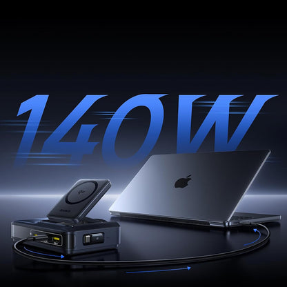 Baseus Nomos NH21 QI 5in1 Oplaadstation, 160W, 5A, 1 x USB-A - 2 x USB-C, Zwart E0121700