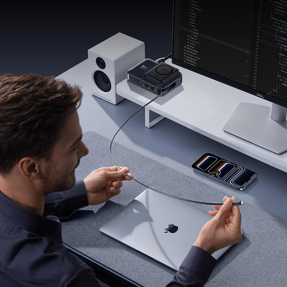 Baseus Nomos NH21 QI 5in1 Oplaadstation, 160W, 5A, 1 x USB-A - 2 x USB-C, Zwart E0121700