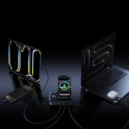 Baseus Nomos NH21 QI 5in1 Oplaadstation, 160W, 5A, 1 x USB-A - 2 x USB-C, Zwart E0121700