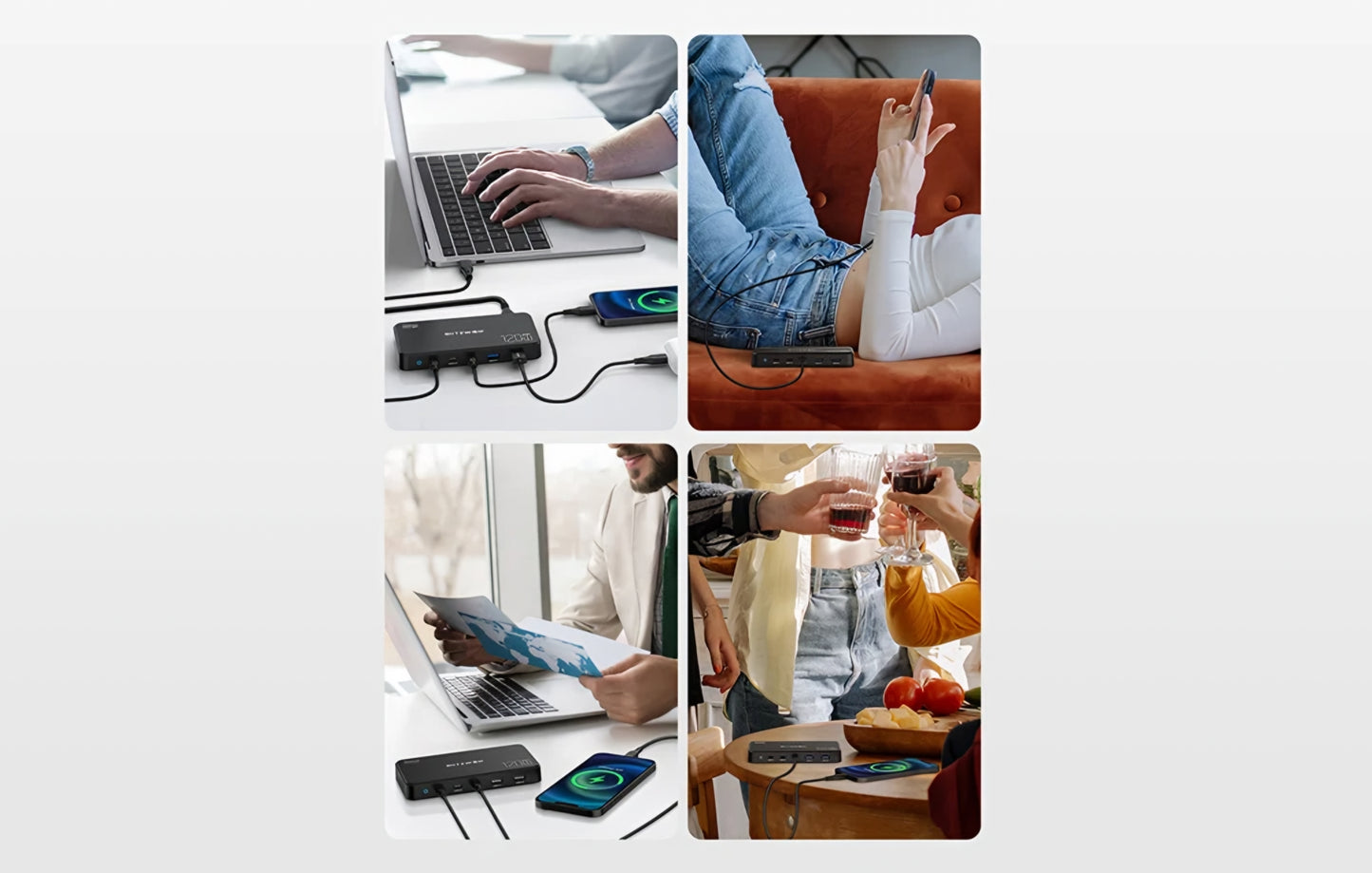 BlitzWolf BW-i100 Charging Station, 120W, 5A, 2 x USB-A - 3 x USB-C, Black