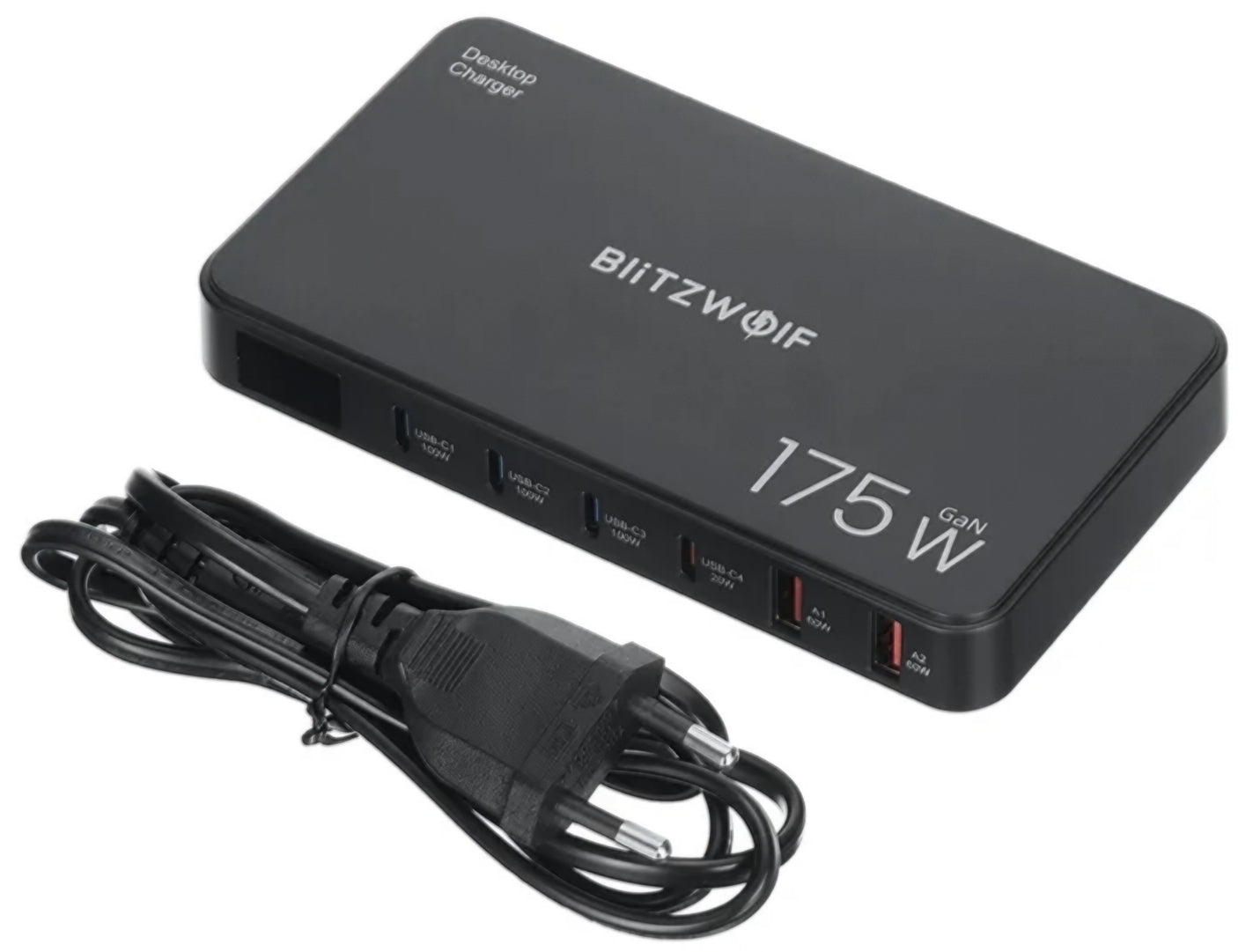 BlitzWolf BW-S30 Charging Station, 175W, 5A, 2 x USB-A - 4 x USB-C, Black