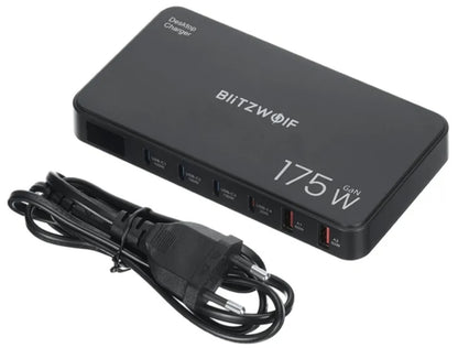 BlitzWolf BW-S30 Charging Station, 175W, 5A, 2 x USB-A - 4 x USB-C, Black