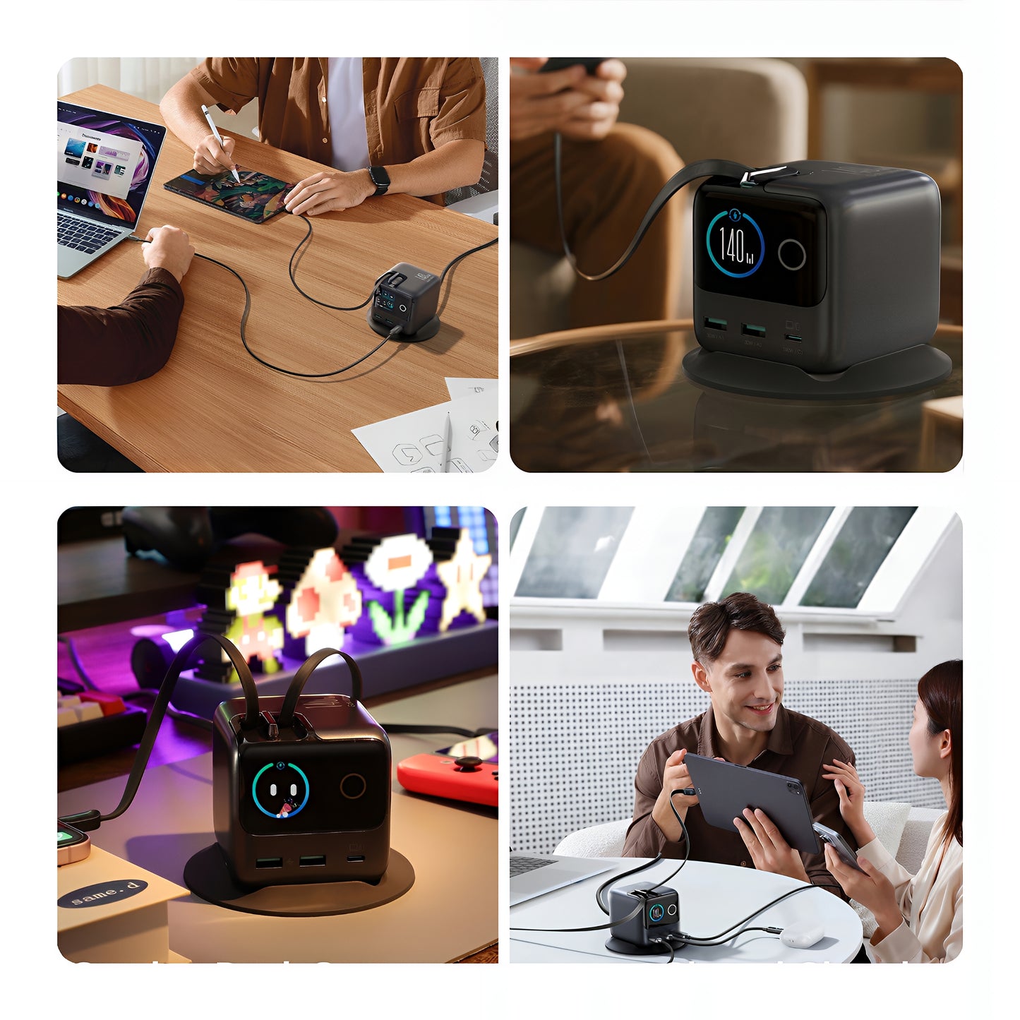 Oplaadstation met USB-C Kabel Joyroom Podix JR-TRD01, 140W, 1 x USB-C - 2 x USB-A, Gri