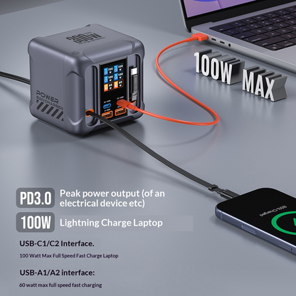 Oplaadstation met USB-C-kabel OEM HW866, 300W, 5A, 2 x USB-A - 2 x USB-C, Grijs