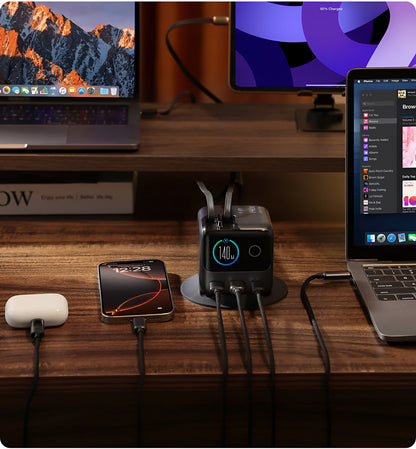Oplaadstation met USB-C Kabel Joyroom Podix JR-TRD01, 140W, 1 x USB-C - 2 x USB-A, Gri