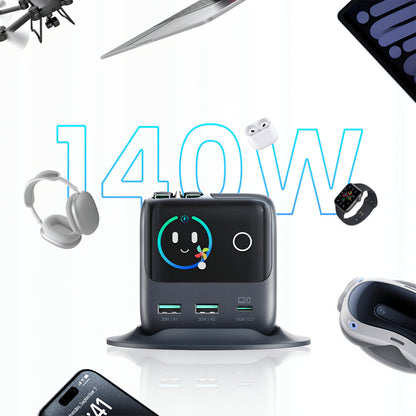 Oplaadstation met USB-C Kabel Joyroom Podix JR-TRD01, 140W, 1 x USB-C - 2 x USB-A, Gri