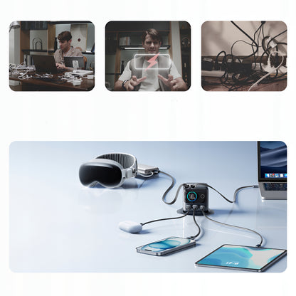 Oplaadstation met USB-C Kabel Joyroom Podix JR-TRD01, 140W, 1 x USB-C - 2 x USB-A, Gri