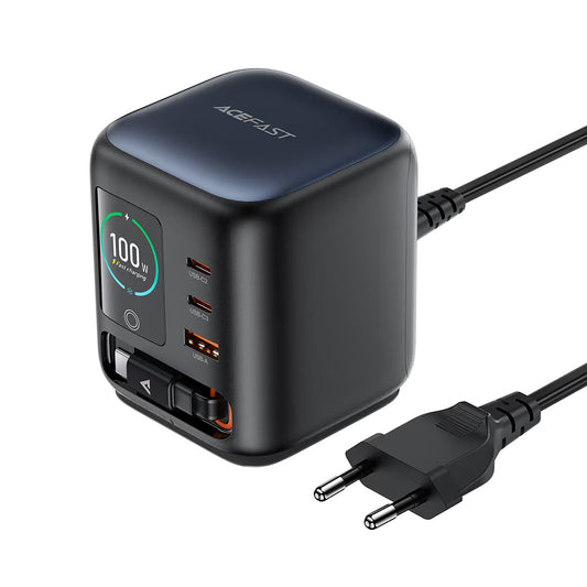 Oplaadstation met USB-C-kabel Acefast Z10, 100W, 1 x USB-A - 2 x USB-C, Zwart