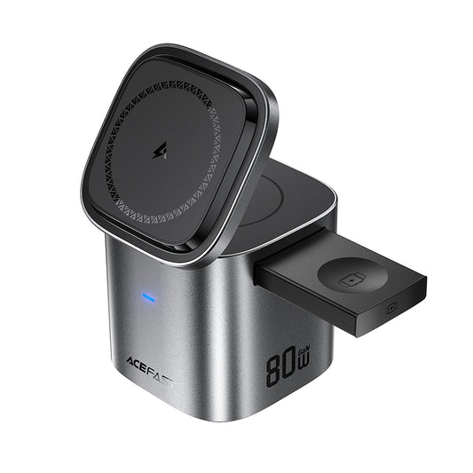 Oplaadstation met USB-C kabel Acefast Z9 QI 6in1, 80W, 1 x USB-C - 1 x USB-A, Zwart