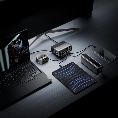 Cuktech TA3005U laadstation, 300W, 1 x DC - 1 x USB-A - 3 x USB-C, Grijs