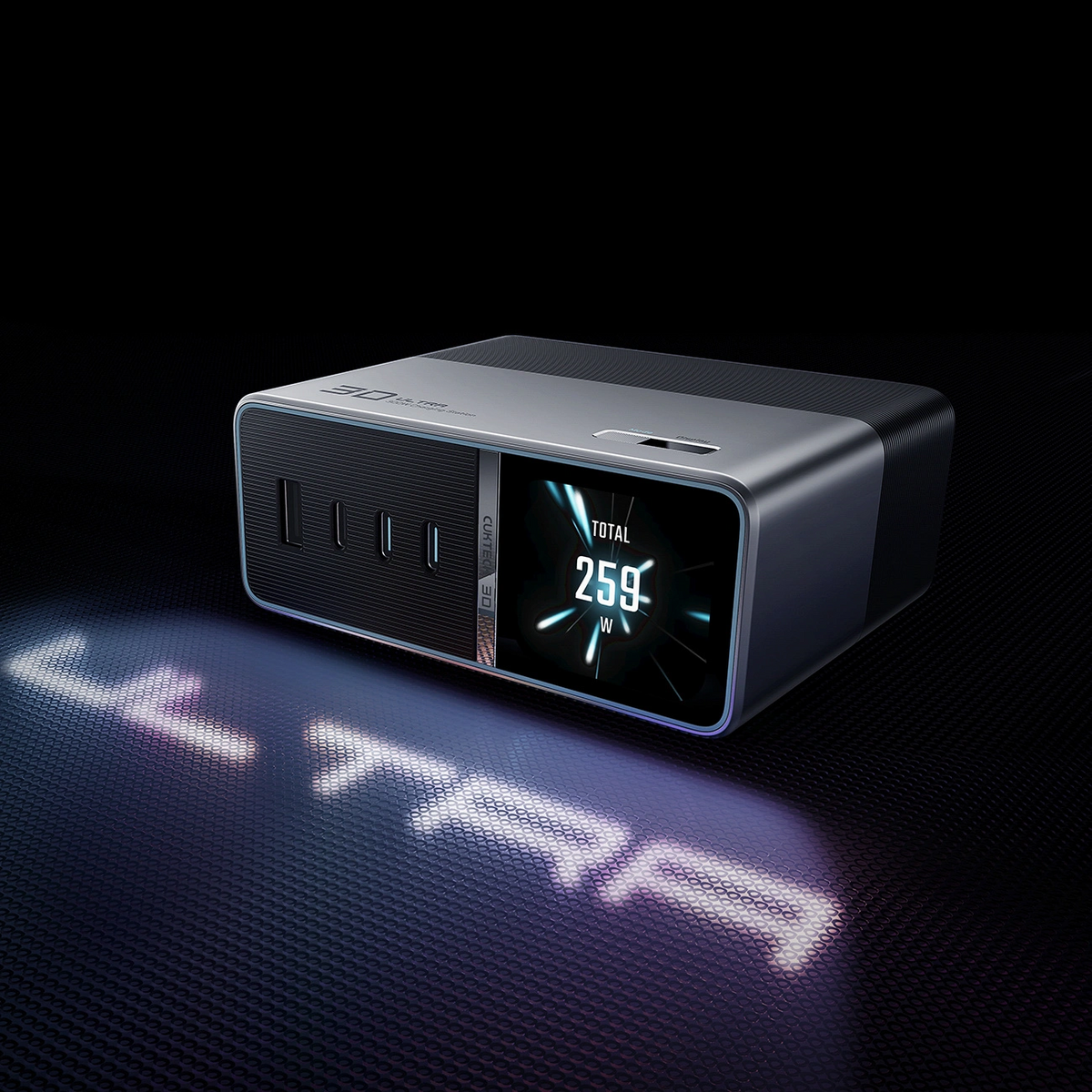 Cuktech TA3005U laadstation, 300W, 1 x DC - 1 x USB-A - 3 x USB-C, Grijs