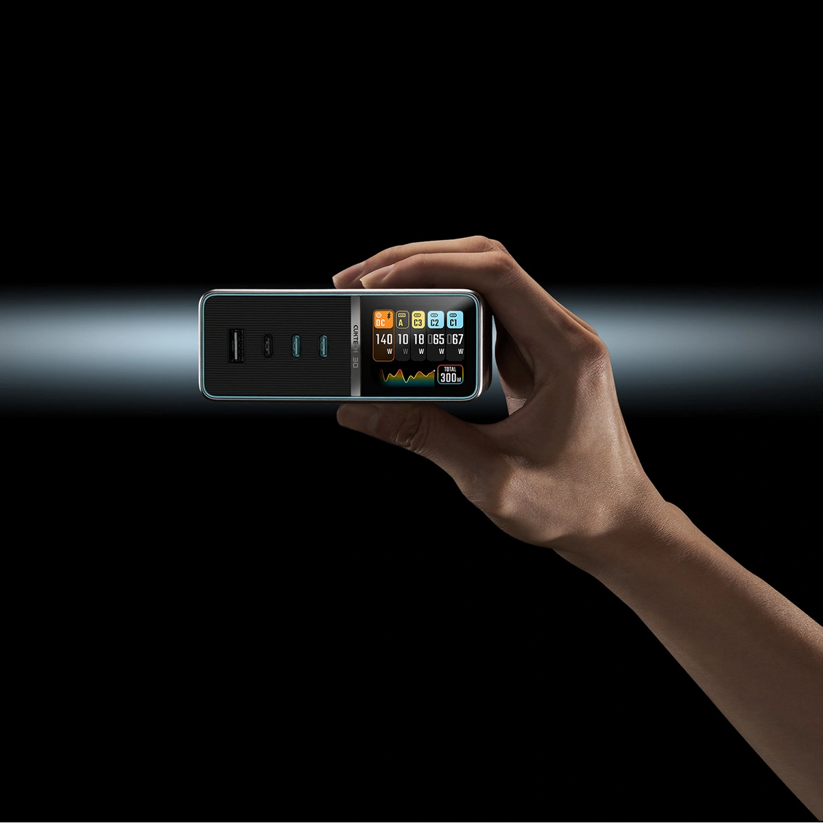 Cuktech TA3005U laadstation, 300W, 1 x DC - 1 x USB-A - 3 x USB-C, Grijs