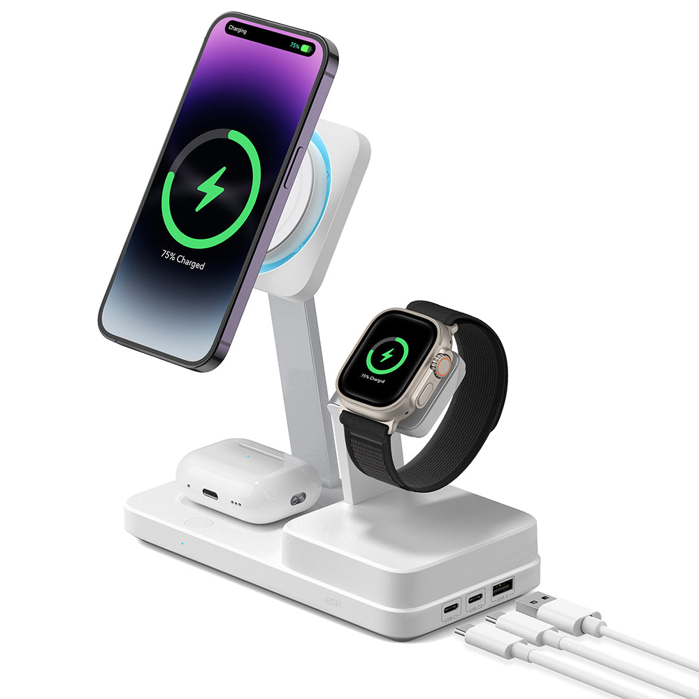Oplader Station ESR CryoBoost QI 6in1, 100W, 2 x USB-A - 1 x USB-C, Wit