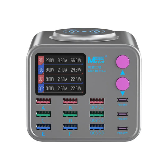Oplaadstation MaAnt DianBa No.2 QI, 300W, 3A, 3 x USB-C - 9 x USB-A, Gri
