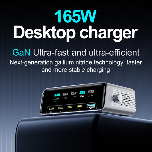 OEM Stationlader WLX-60G, 140W, 5A, 1 x USB-A - 4 x USB-C, Grijs