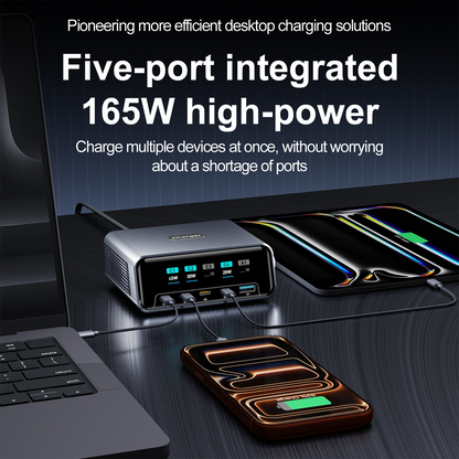 OEM Stationlader WLX-60G, 140W, 5A, 1 x USB-A - 4 x USB-C, Grijs