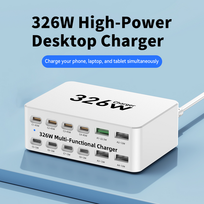 OEM Stationlader WLX-818E, 326W, 3,25A, 4 x USB-A - 8 x USB-C, Wit