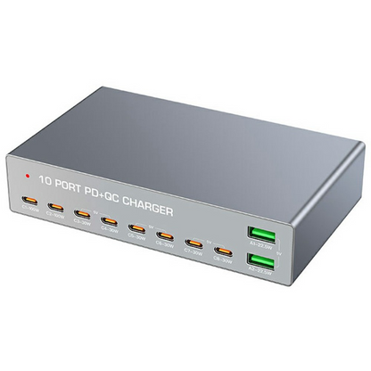 OEM Stationlader WLX-X6Y, 140W, 5A, 2 x USB-A - 8 x USB-C, Zilver