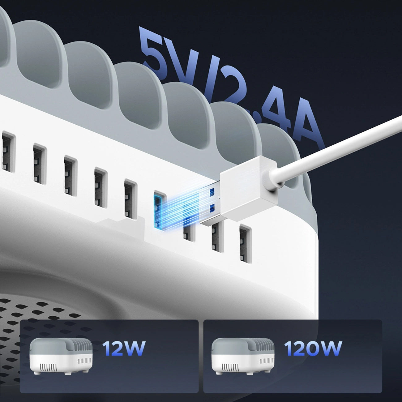 Orico DUK-10P-V1 Oplaadstation, 120W, 2.4A, 10 x USB-A, Wit