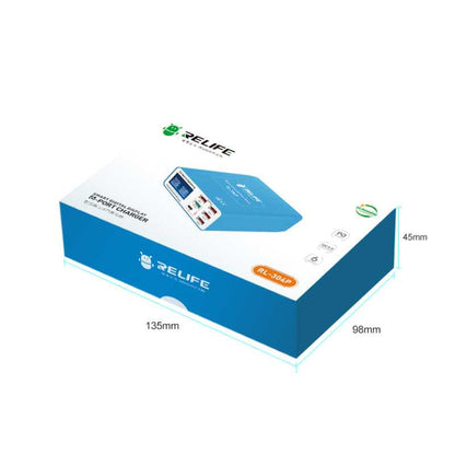 Oplaadstation Relife RL-304P, 40W, 3A, 1 x USB-C - 5 x USB-A, Blauw