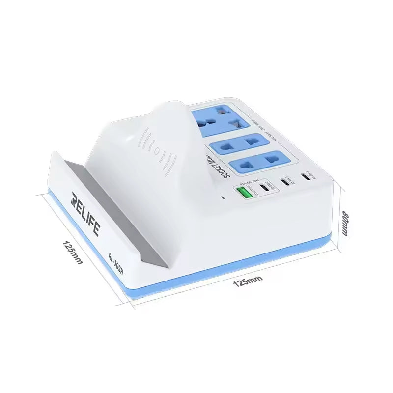 Relife RL-309H QI Station Charger, 72W, 1 x USB-A - 3 x USB-C, Wit