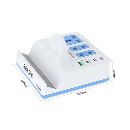 Relife RL-309H QI Station Charger, 72W, 1 x USB-A - 3 x USB-C, Wit
