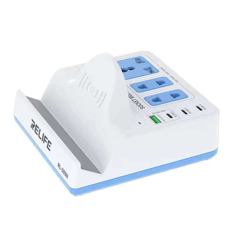 Relife RL-309H QI Station Charger, 72W, 1 x USB-A - 3 x USB-C, Wit