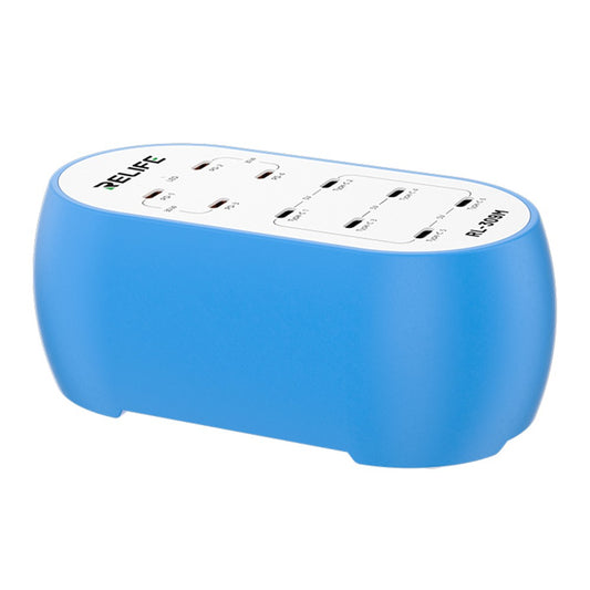 Relife RL-309M Station Charger, 72W, 10 x USB-C, Blauw