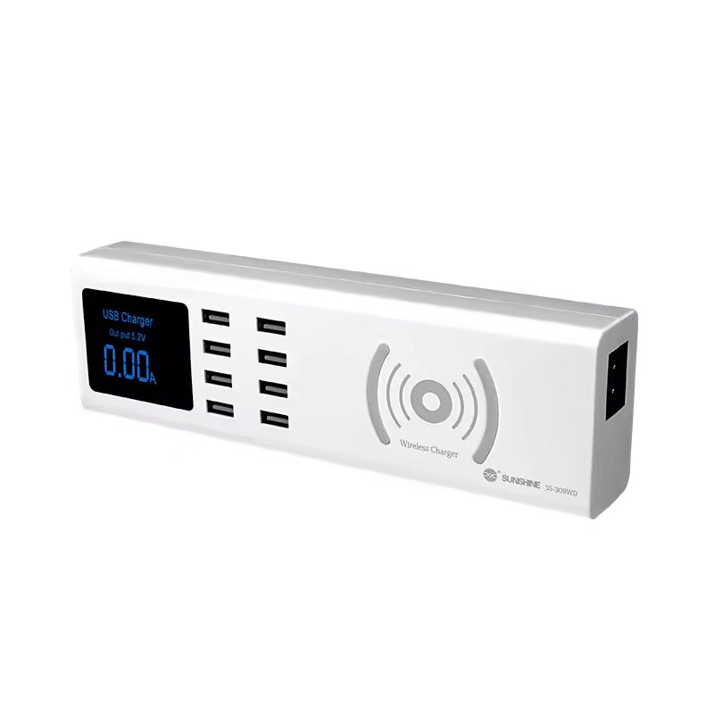 Oplaadstation Sunshine SS-309WD QI, 40W, 2.4A, 8 x USB-A, Wit