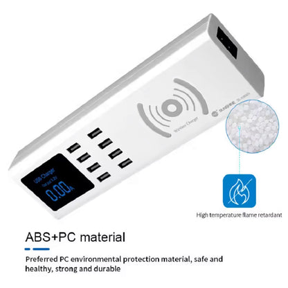 Oplaadstation Sunshine SS-309WD QI, 40W, 2.4A, 8 x USB-A, Wit