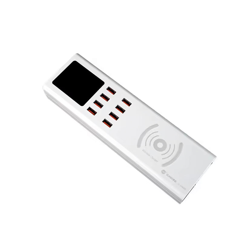 Oplaadstation Sunshine SS-309WD QI, 40W, 2.4A, 8 x USB-A, Wit