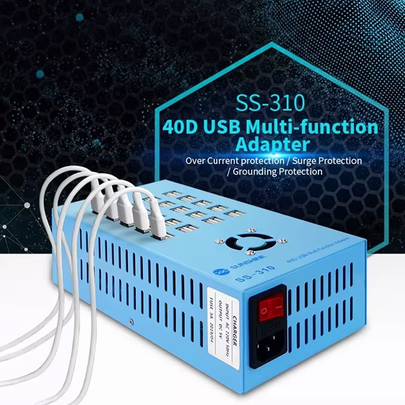 Sunshine SS-310 Stationlader, 40 x USB-A, Blauw