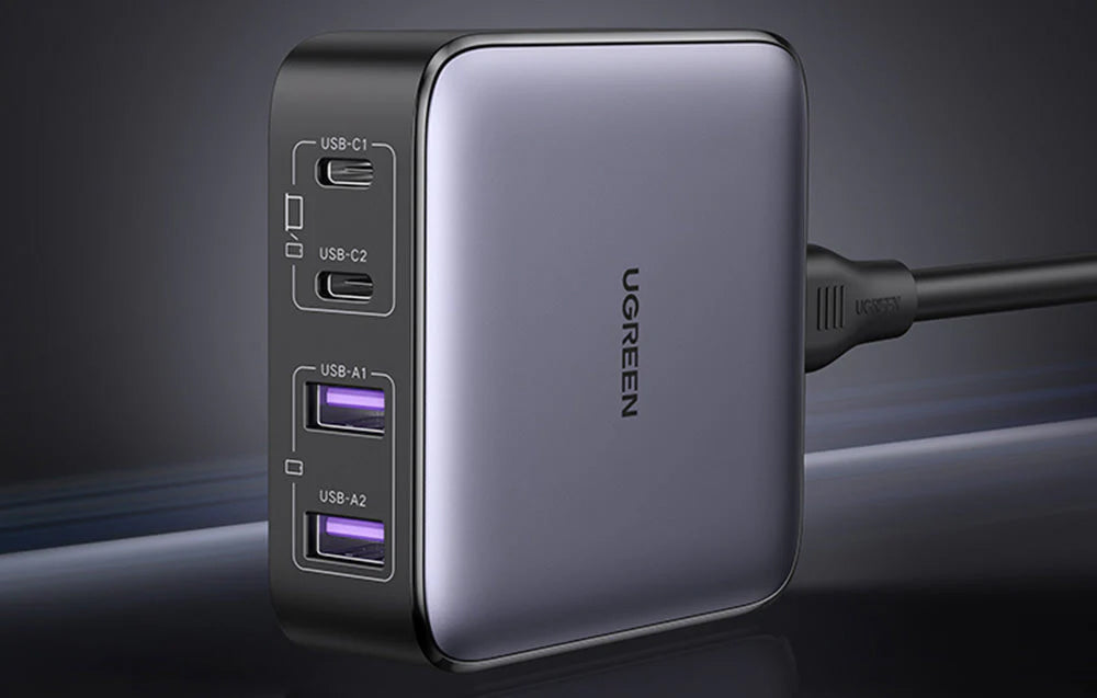 UGREEN CD327 Nexode Oplaadstation, 65W, 3.25A, 2 x USB-A - 2 x USB-C, Zwart