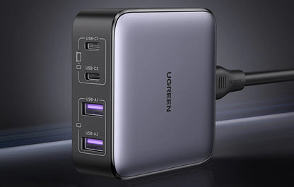 UGREEN CD327 Nexode Oplaadstation, 65W, 3.25A, 2 x USB-A - 2 x USB-C, Zwart