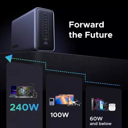 UGREEN Nexode X759 Oplaadstation, 500W, 5A, 1 x USB-A - 5 x USB-C, Gri