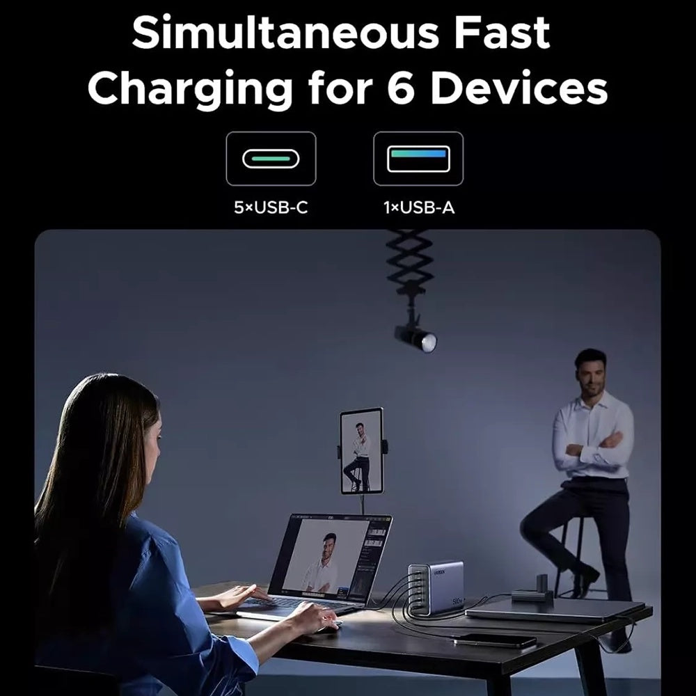 UGREEN Nexode X759 Oplaadstation, 500W, 5A, 1 x USB-A - 5 x USB-C, Gri