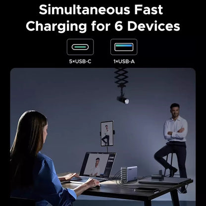 UGREEN Nexode X759 Oplaadstation, 500W, 5A, 1 x USB-A - 5 x USB-C, Gri