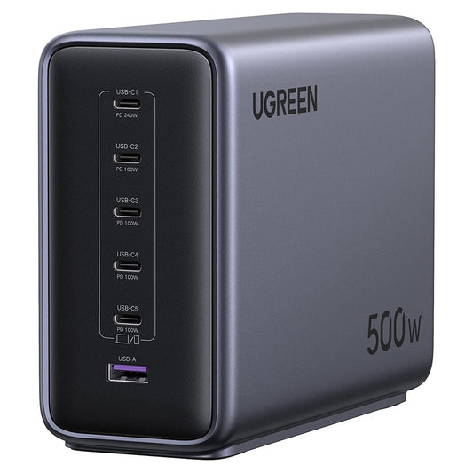 UGREEN Nexode X759 (55550B) Oplaadstation, 500W, 5A, 1 x USB-A - 5 x USB-C, Grijs