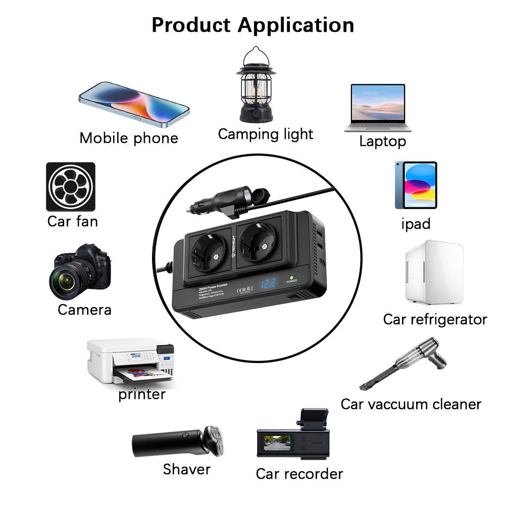 Auto Elektrische Omvormer Techsuit PowerDriveX, 200W